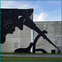 Face in space looks back