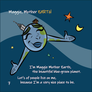 Maggie Mother Earth - friendly Earth character from The Playful Planets books