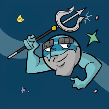 Neville Neptune - god of the deep ocean planet character for kids